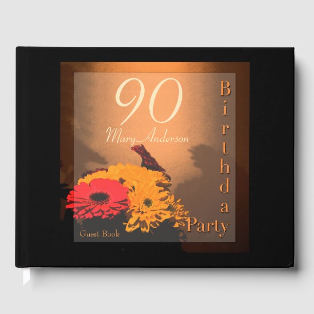 Visitas Livro de Convidados do 90 do Buquê Vintage (Frente)
