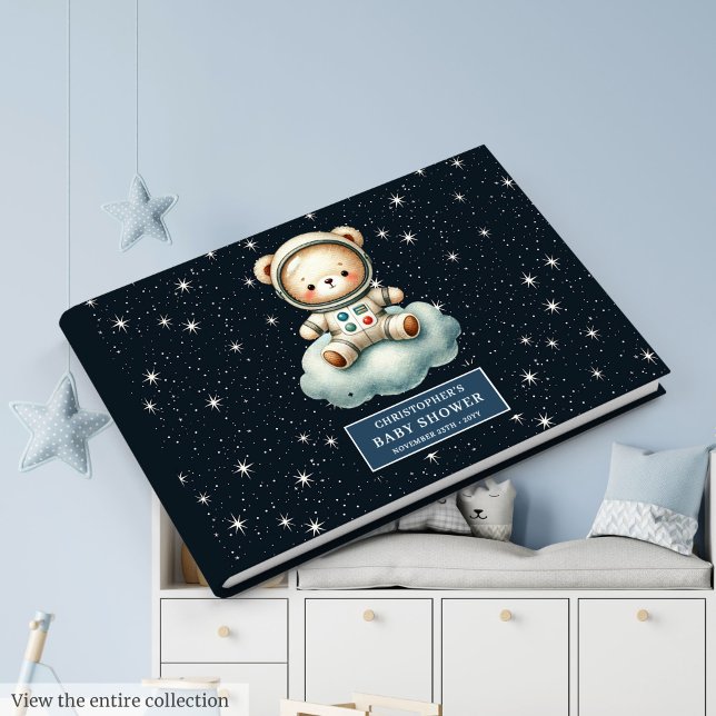 Visitas Livro de Convidados do Astronauta do Urso de Teddy (Custom Teddy Bear Astronaut Baby Shower Guest Book)