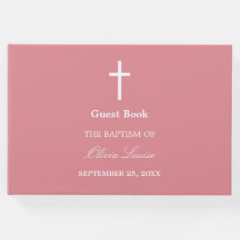 Visitas Livro de Convidados do Batismo Rosa Esbranquiçado