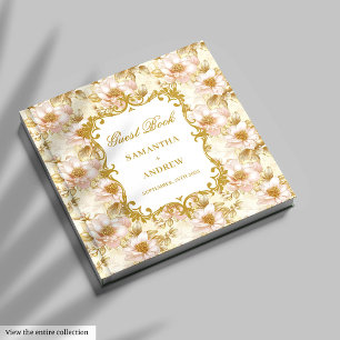 Visitas Livro de Convidados do Casamento Dourado Elegante 