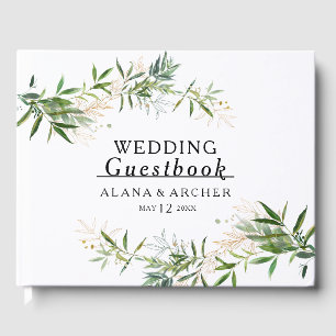 Visitas Livro de Convidados do Casamento Elegante Olive Gr