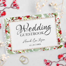 Visitas Livro de Convidados do Casamento Vermelho de inver