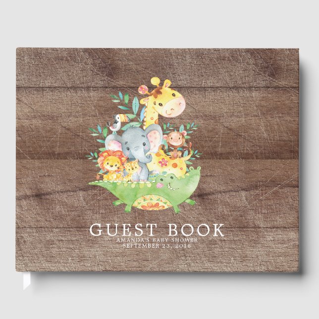 Visitas Livro de Convidados do Chá de fraldas Selvagem Saf (Frente)