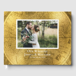 Visitas Livro de Convidados Dourado Antiquado