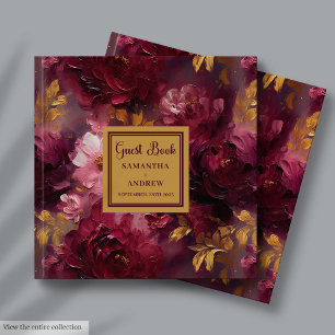 Visitas Livro de Convidados Dourado Boho de Casamento Únic