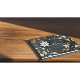 Visitas Livro de Convidados Dourado Floral Floral  Negro