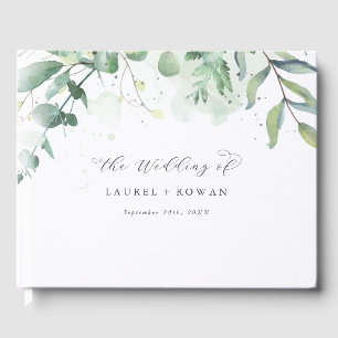 Visitas Livro de Convidados Elegante Greenery