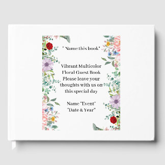 Visitas Livro de Convidados Floral Multicoloração Vibrante
