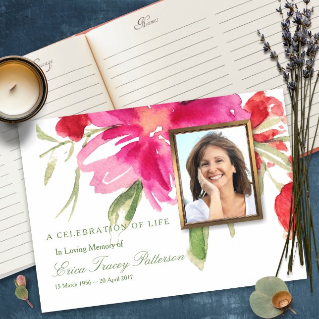 Visitas Livro de Convidados Funerários | Florais e Foto (funeral guest books, sympathy, celebration of life, in loving memory, memorial service, remembrance,)
