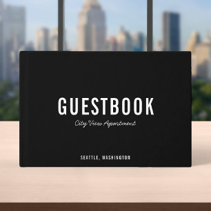Visitas Livro de Convidados Moderno e Script de Cor Editá