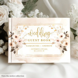 Visitas Livro de Convidados Neutros e Dourados do Boho Aut