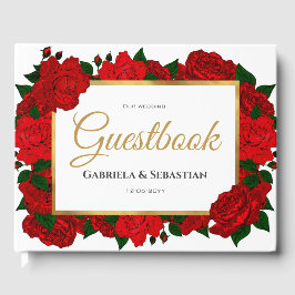 Visitas Livro de Convidados Romântico de Casamento de Rosa