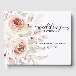 Visitas Livro de Convidados Romântico de Casamento rosa