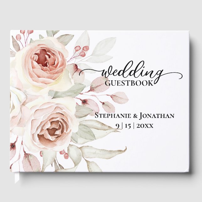 Visitas Livro de Convidados Romântico de Casamento rosa (Frente)