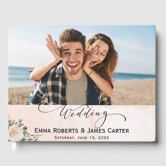 Visitas Livro de Convidados Romântico de Creme Floral (Frente)