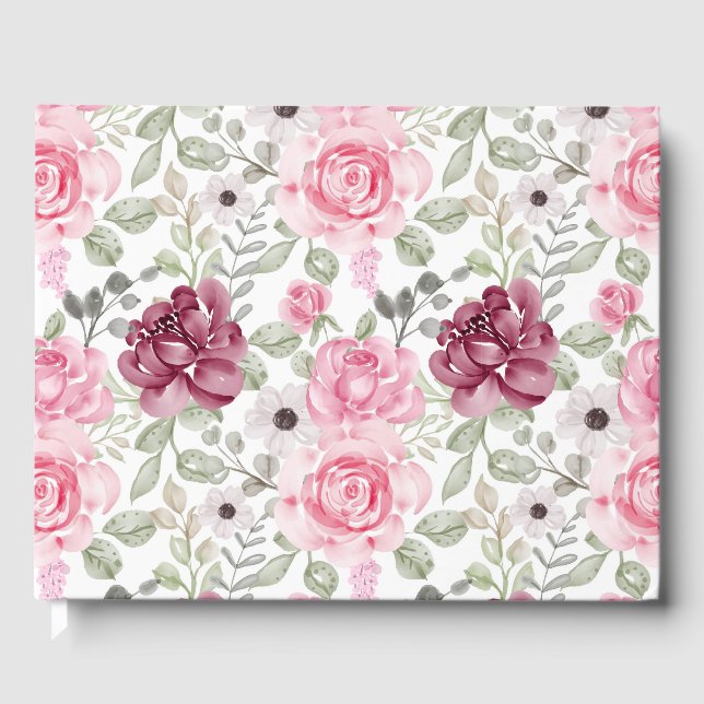 Visitas livro de convidados rosas (Frente)