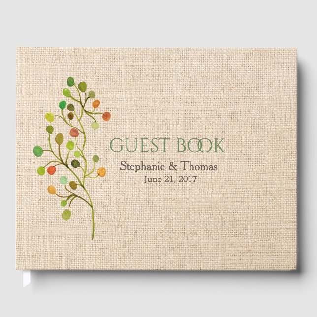 Visitas Livro de Convidados Rustic Burlap (Frente)