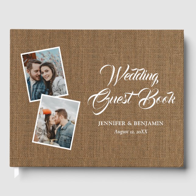 Visitas Livro de Convidados Rustic Burlap (Frente)