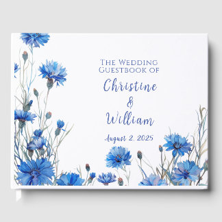 Visitas Livro de Convidados Rustic Cornflower Personalizad