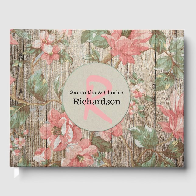 Visitas Livro de Convidados Rustic Primavera Blooms Weds (Frente)