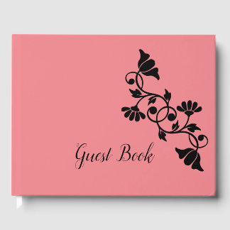 Visitas Livro de Convidados Simples de Salmão Floral
