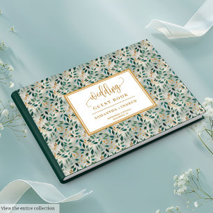 Visitas Livro de Convidados sobre Casamento Dourado e Verd
