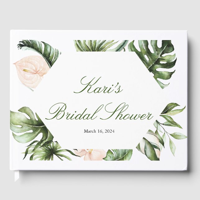 Visitas Livro de Convidados Tropical Greenery (Frente)