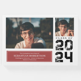 Visitas Livro de Convidados Vermelho e Branco da Faculdade