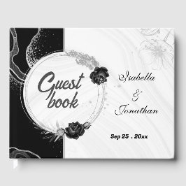 Visitas livro de hóspedes botânico sobre prata elegante e 