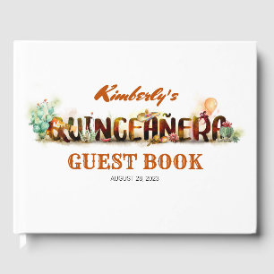 Visitas Livro de hóspedes do aniversário de Quinceanera 