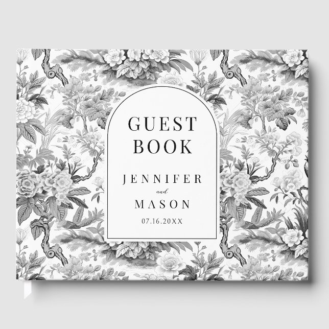Visitas Livro de hóspedes do casamento branco preto (Frente)