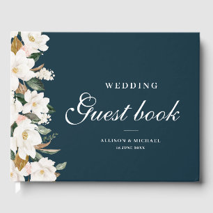 Visitas livro de hóspedes do casamento floral magnólia