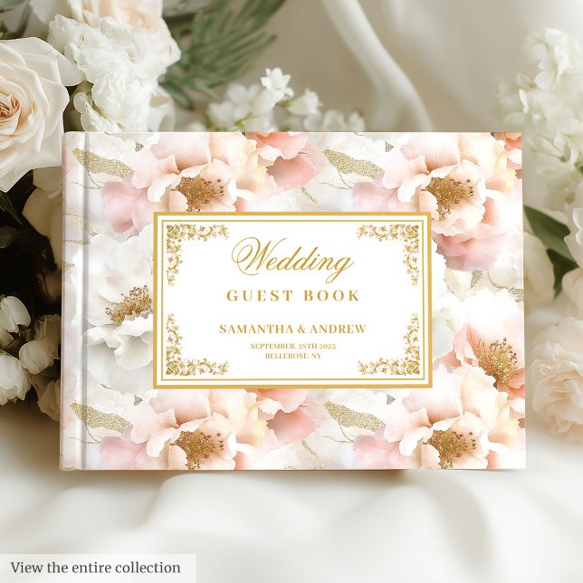 Visitas Livro de hóspedes do pastel rosa minimalista (Minimalist ethereal pastel pink wedding guest book)