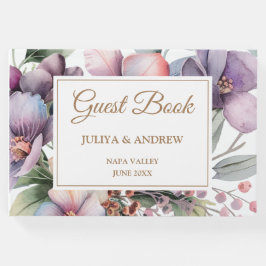 Visitas Livro de hóspedes floral de aquarela elegante