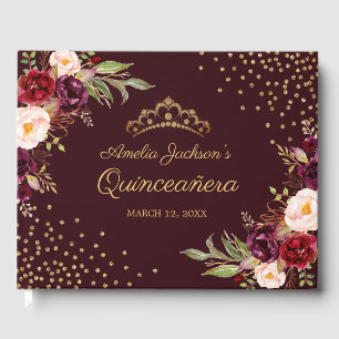 Visitas Livro de hóspedes floral de Quinceanera da faísc