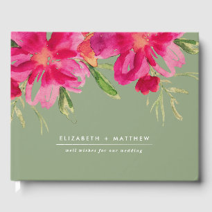Visitas Livro de hóspedes floral do casamento da pintura