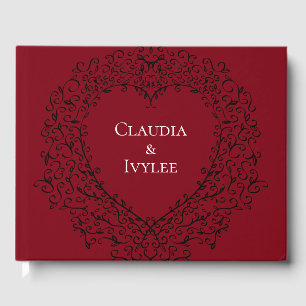 Visitas Livro de hóspedes gótico do casamento do coraç