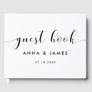 Visitas Livro de hóspedes preto e branco Elegante