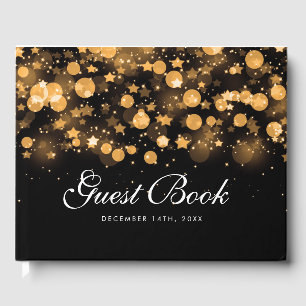 Visitas Livro de hóspedes Sparkling Dourado das estrelas
