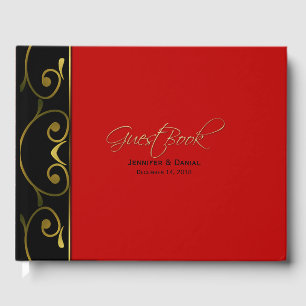Visitas Livro de hóspedes vermelho e preto do casamento