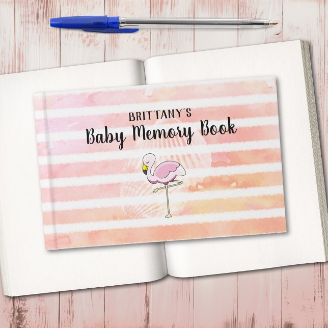 Visitas Livro De Memória Do Bebê Flamingo, Striado Com Pês (Criador carregado)