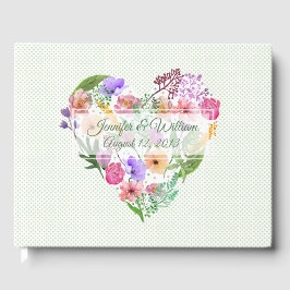 Visitas Livro de Presença de Casamento Coração Floral