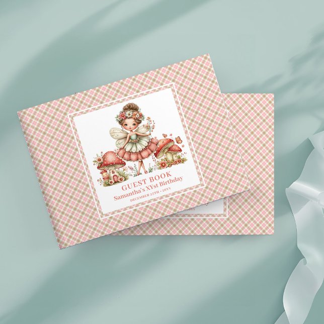 Visitas Livro de Presença do 3º Aniversário da Fada Rosa C (Whimsical Pink Fairy 3rd Birthday Guest Book)