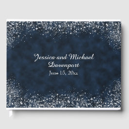 Visitas Livro de Presenças de Casamento Azul Naval Branco