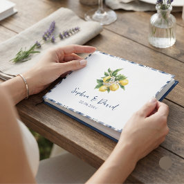 Visitas Livro de Presenças de Casamento com Azulejo Azul e