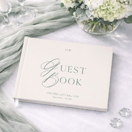 Visitas Livro de Presenças de Casamento Verde Sage Minimal