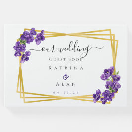Visitas Livro de Presenças de Casamento Violetas Roxas Pro