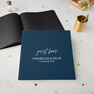 Visitas Livro de Presentes de Casamento Azul-Marinho