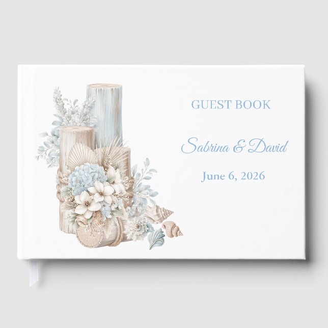 Visitas Livro de Presentes de Casamento Boho Costeiro de P (Frente)