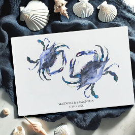 Visitas Livro de Presentes de Casamento com Aquarela Azul 